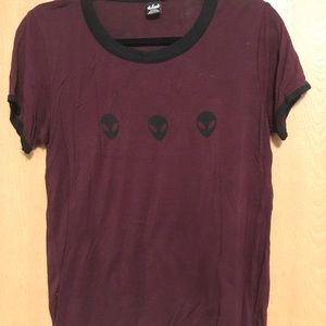 Burgundy Alien Knit Top
